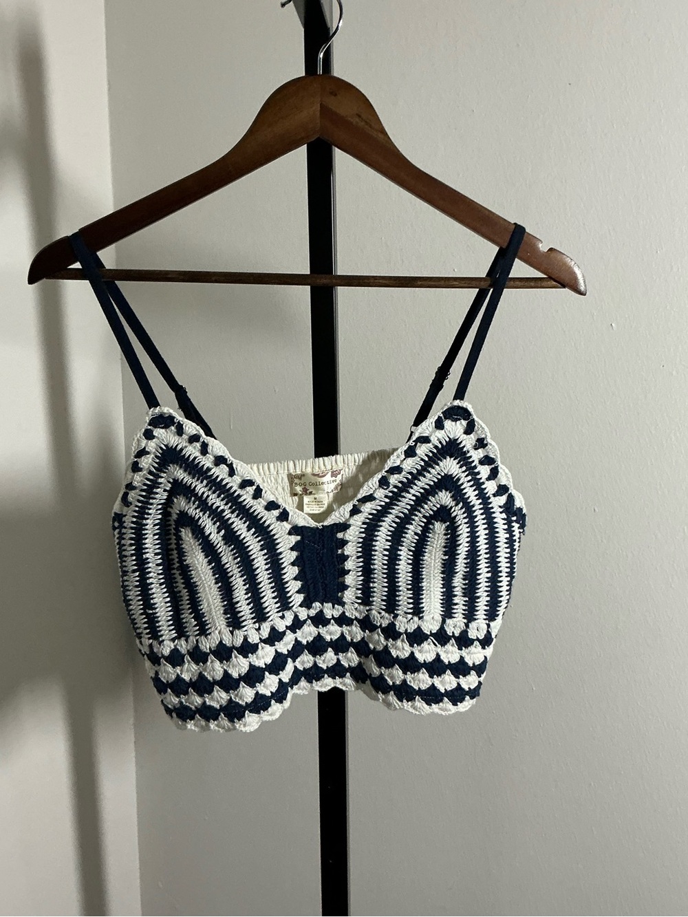 BOG Collective | Navy & Cream Crochet Top